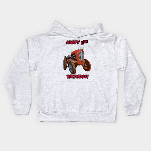 Happy 10th birthday tractor design Kids Hoodie by seadogprints